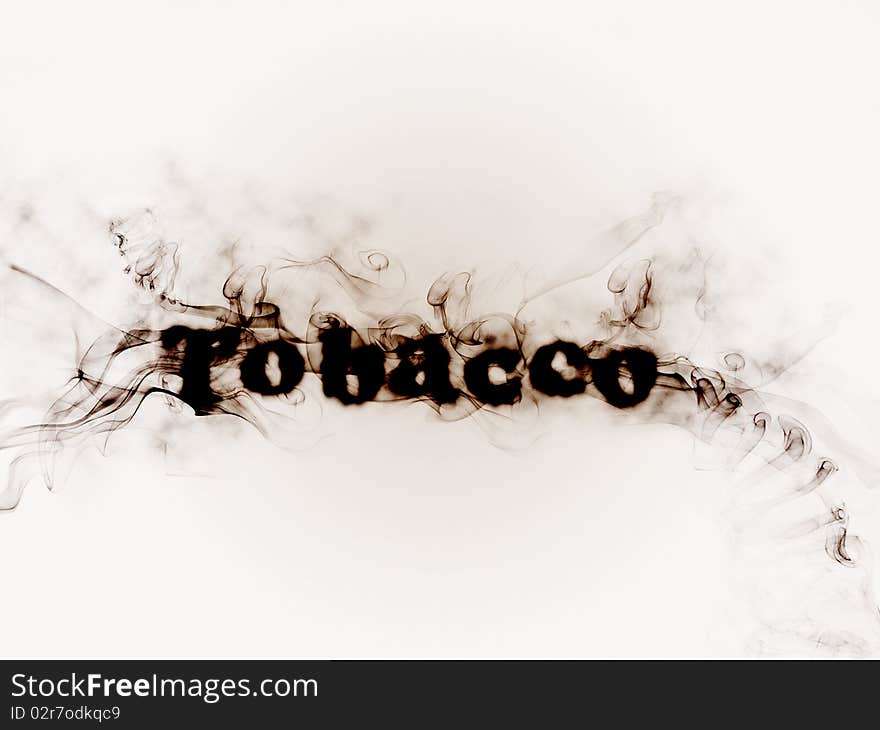 Word tobacco wrapped in smoke. Word tobacco wrapped in smoke