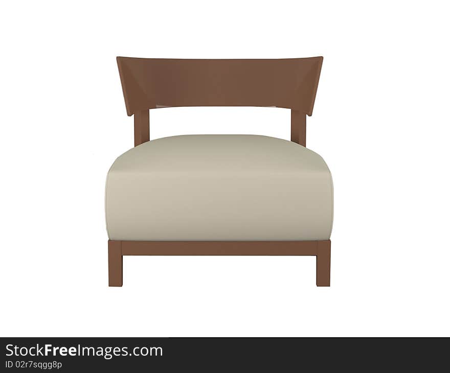 Modern brown armchair isolated on white background, 3D render/illustrations