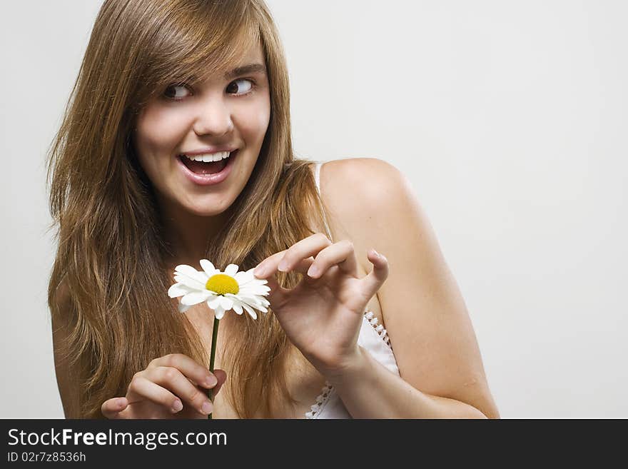 Woman with camomile