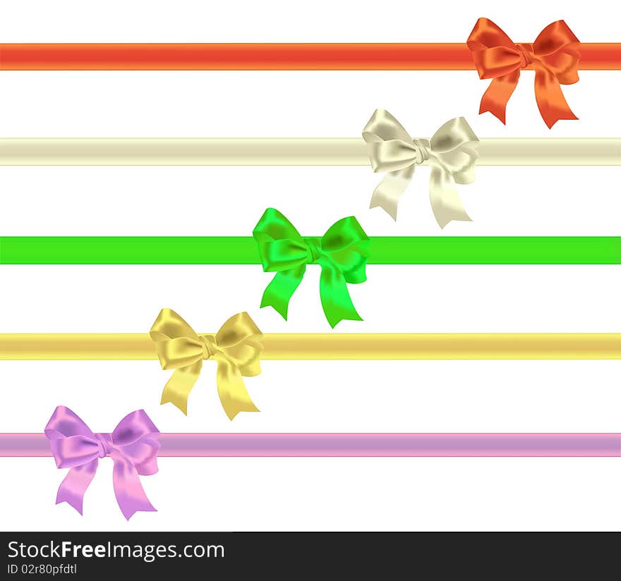 Bows and tapes on a white background. Bows and tapes on a white background