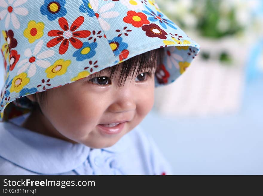 Cute baby girl in lovely hat