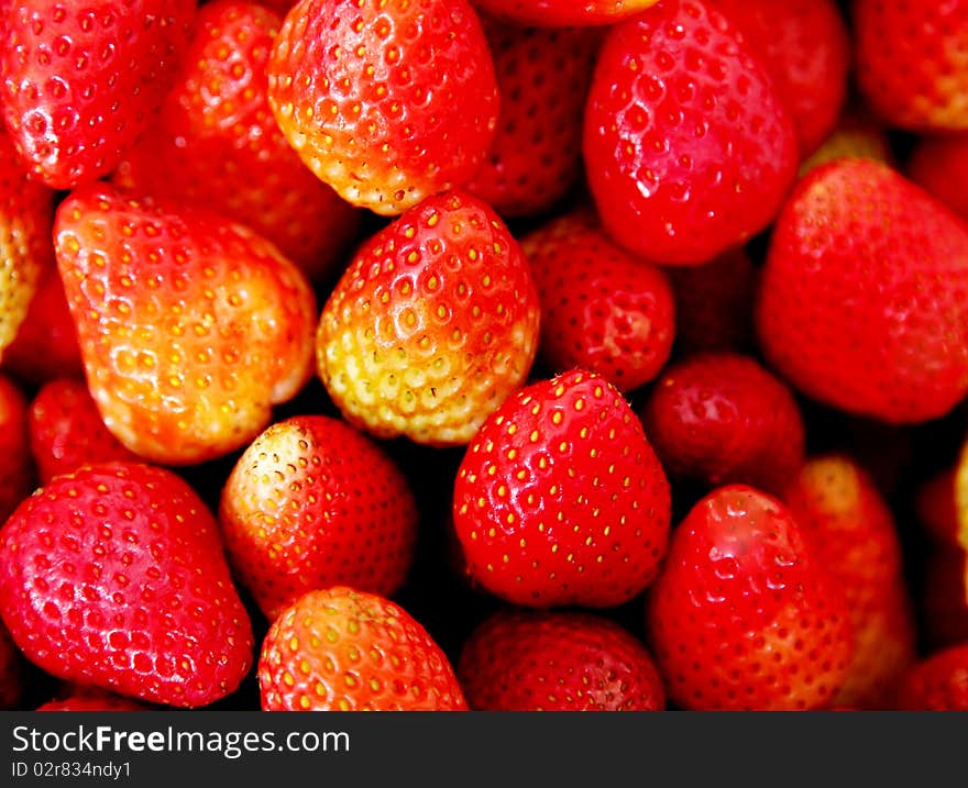 Group of red strawberries, nutritious and tasty fruits