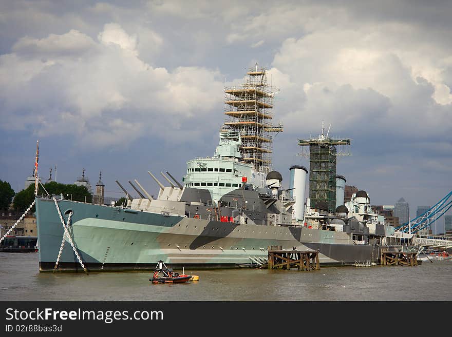 HMS Belfast battleship an Imperial War Museum on the river Thames. HMS Belfast battleship an Imperial War Museum on the river Thames