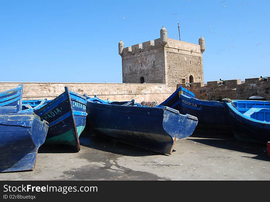 Boats And Castle At Essaouira