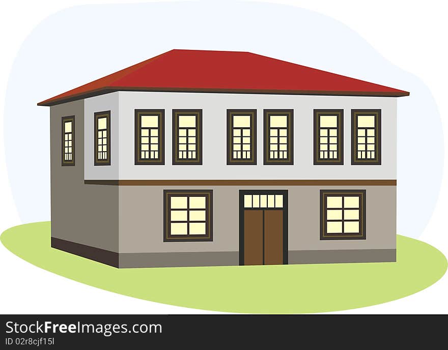 Illustration of old village house. Illustration of old village house