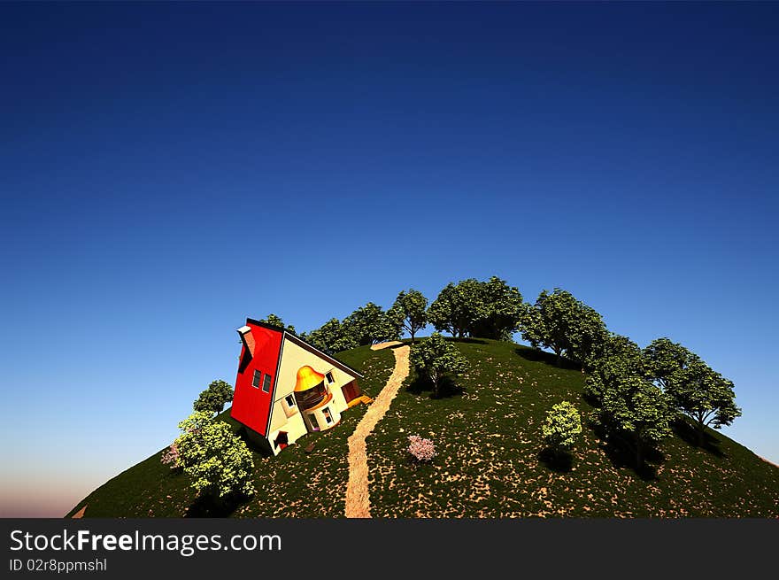 House on the green grass. House on the green grass