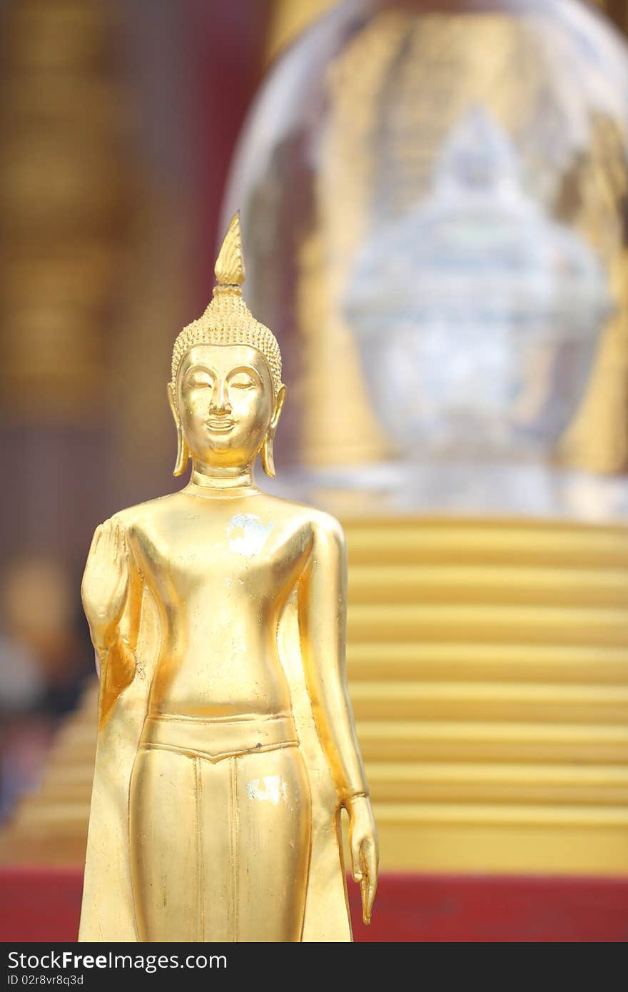 Buddha's relics and modeling of Buddha. Wat Pra Pathom Chedi, Thailand.