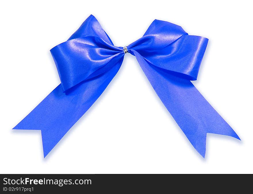 Blue ribbon cutout with isolated white background