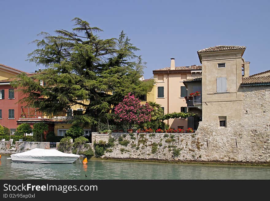 Sirmione, house with oleander tree, Italy