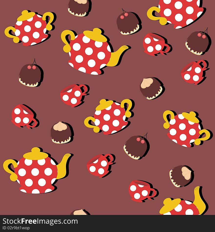 Seamless background with teapots