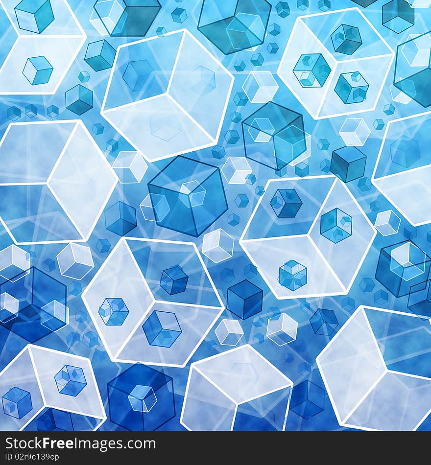 Abstract 3d cubes in technology style. Technology background.