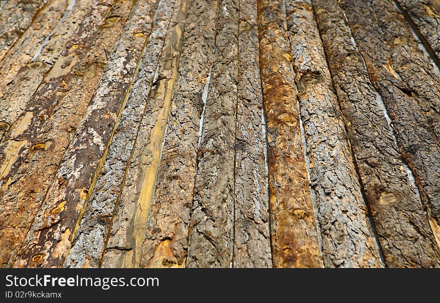 Pine sawn wooden structures with a roof. Pine sawn wooden structures with a roof.