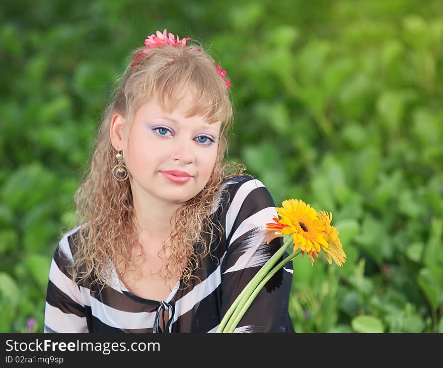 Woman with flowers