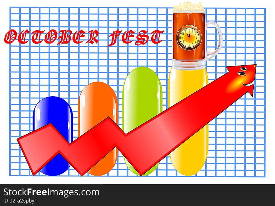 Diagram with beer mug  eps10