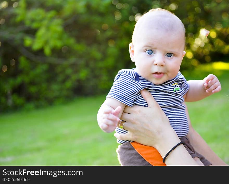 infant making goofy face