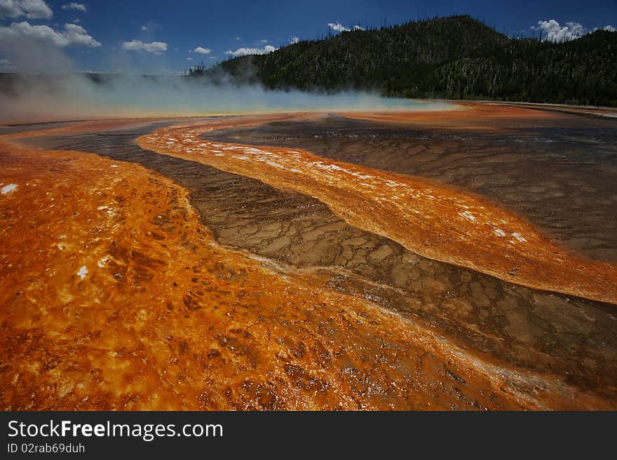 Steam of the Grand Prismatic at Yellowstone National Park - USA