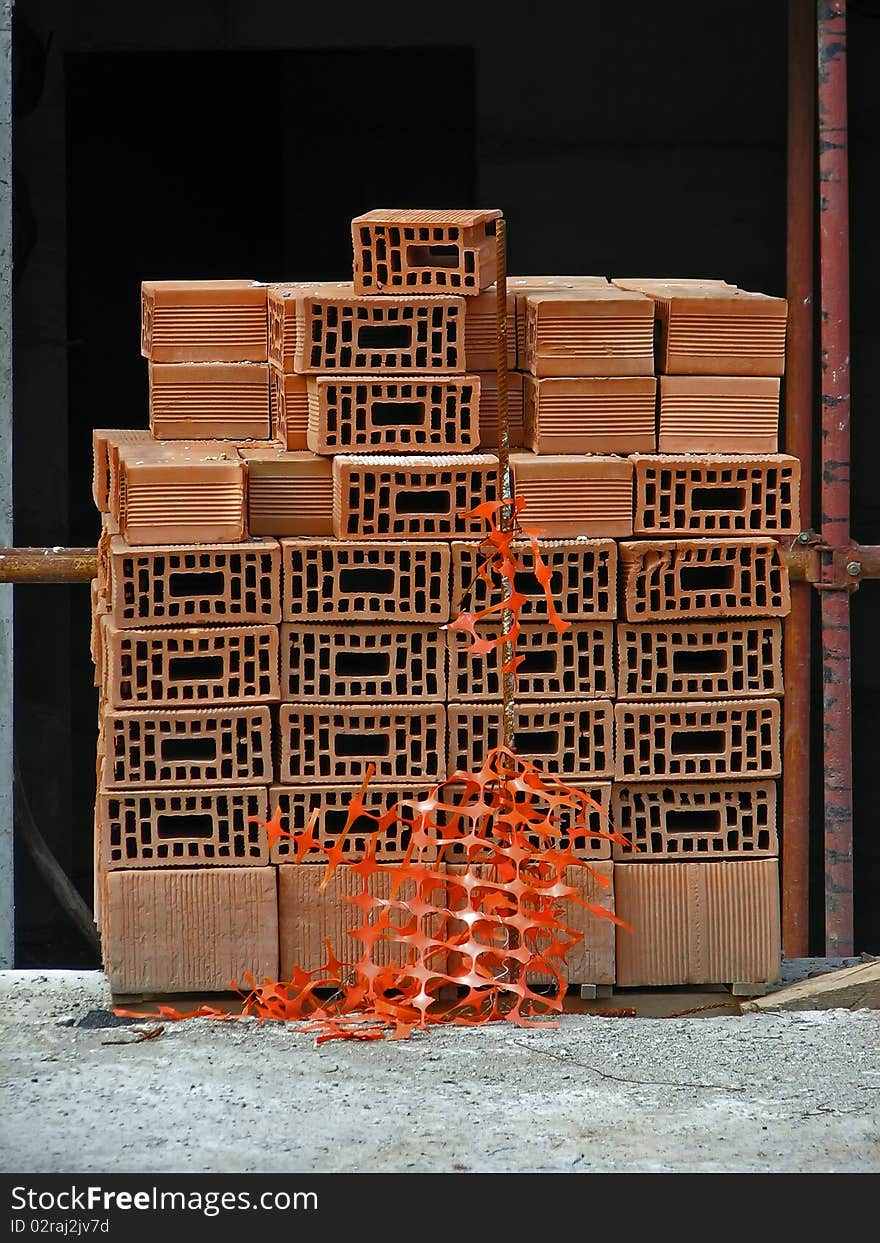 Red construction blocks. ceramic blocks. construction blocks. Red construction blocks. ceramic blocks. construction blocks.