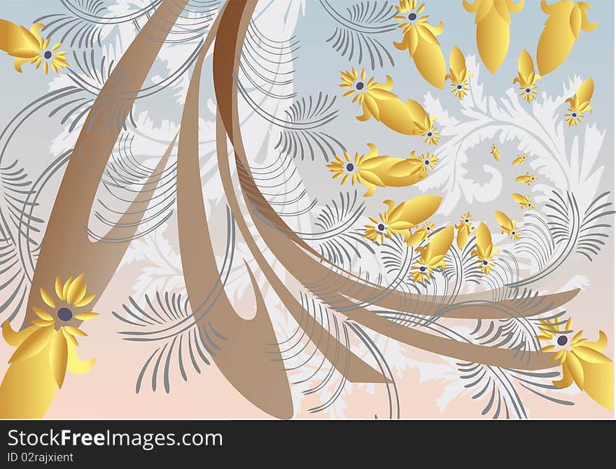 Grey abstract plant pattern illustration