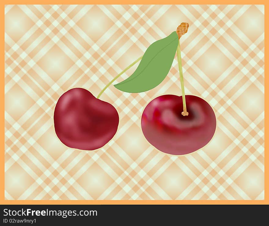 Illustration of cherry fruits on texture background