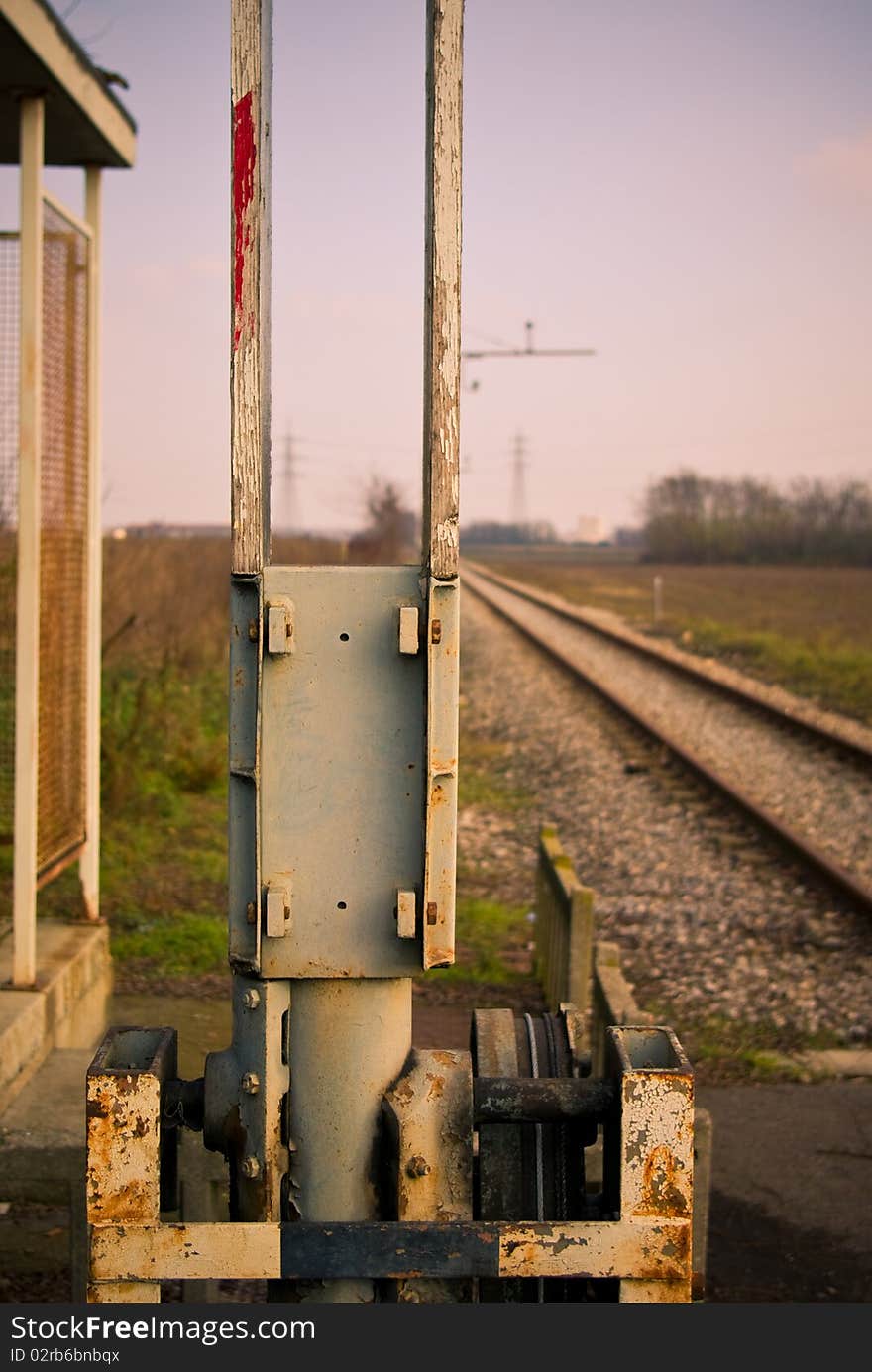 An old level crossing and tracks. An old level crossing and tracks