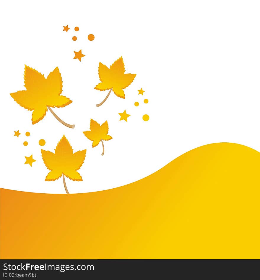 Orange background with glossy autumn leaves. Orange background with glossy autumn leaves