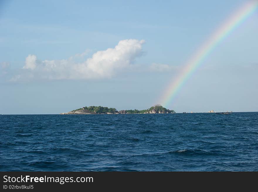 Rainbow On Top Of An Island At Belitung