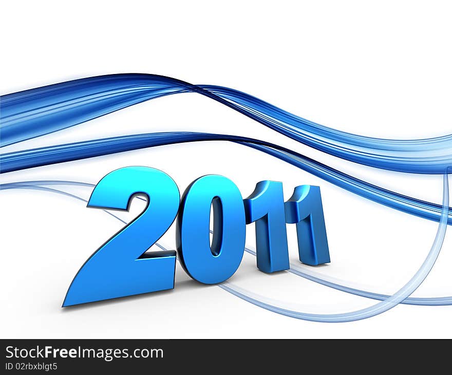 3d new year 2011 shape on wavy background