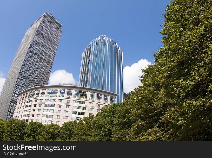 View of a famous building (Prudential) in Boston, Massachusetts, USA.