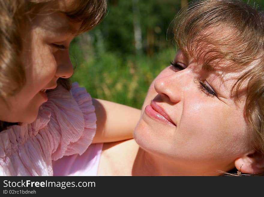 The face of mother and the daughter