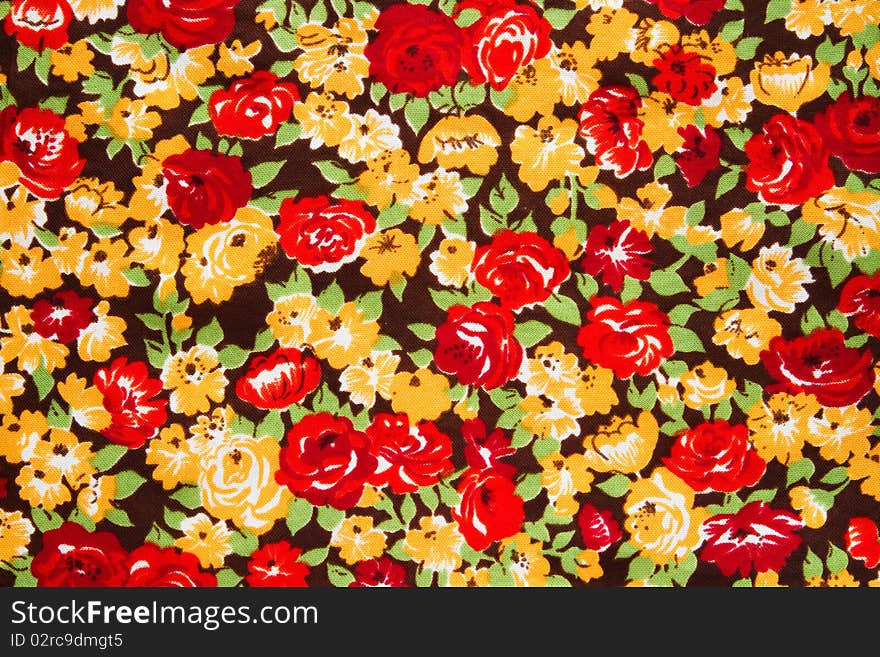 Colored cloth with bright flowers, background