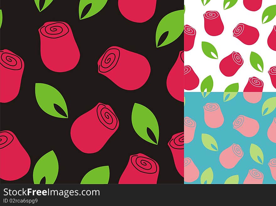 The pattern of red roses for the background. The pattern of red roses for the background