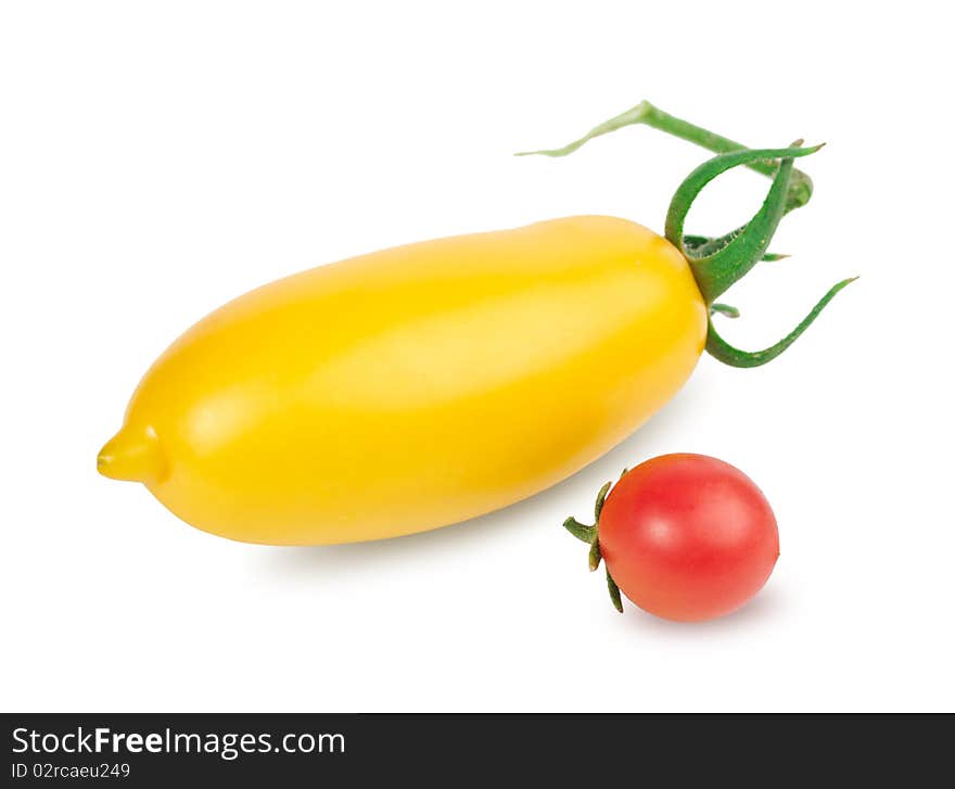 Selected tomatoes on a white background. Clipping path. Selected tomatoes on a white background. Clipping path.