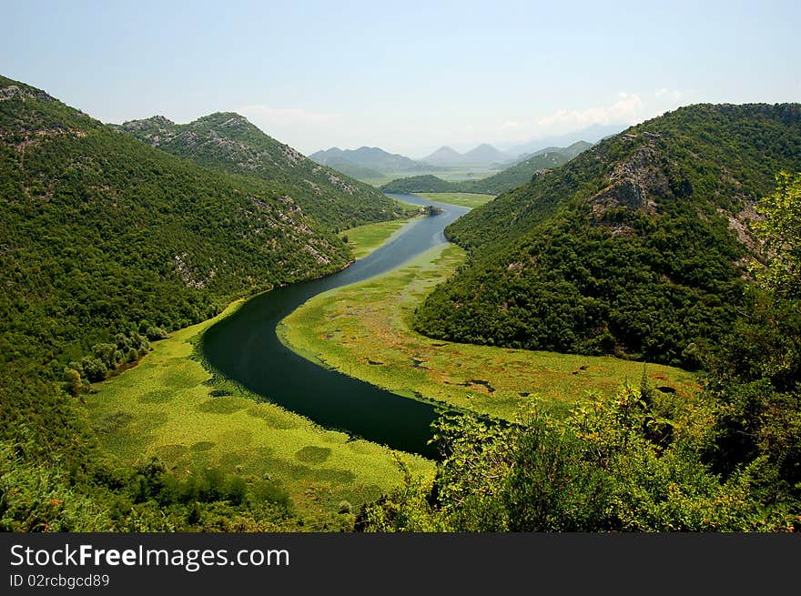 Famous view of Crnojevica river close to Skadarsko lake in Montenegro. Famous view of Crnojevica river close to Skadarsko lake in Montenegro