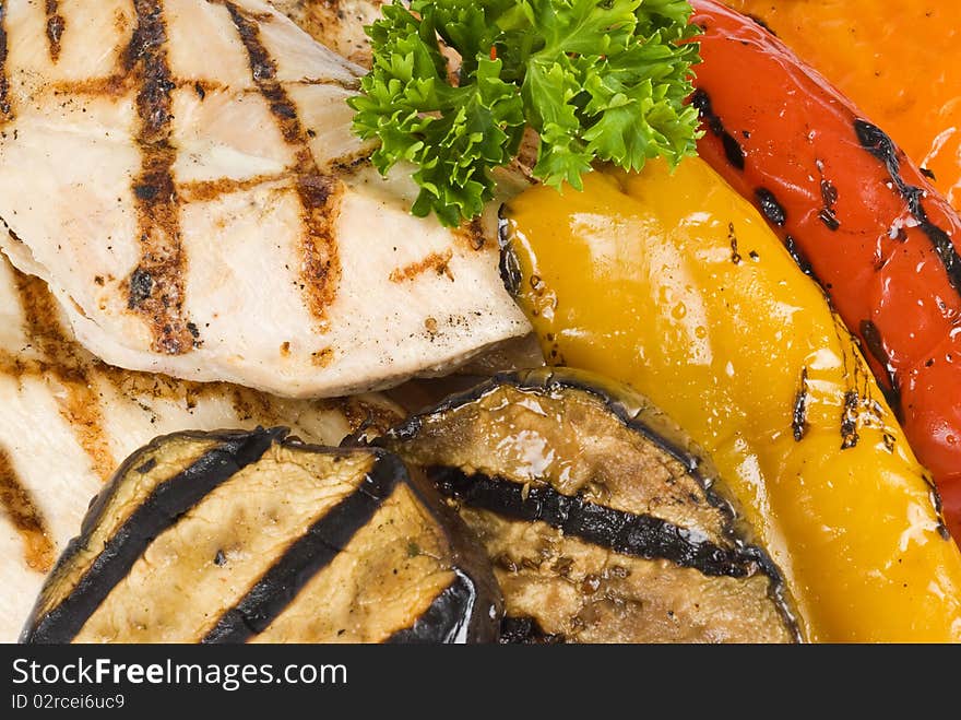 Grilled Chicken Breasts and Vegetables