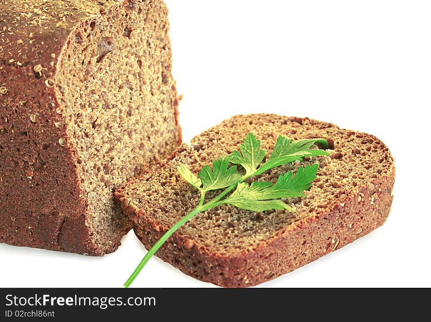 Dietary Rye Bread, With Herbs, Isolated On White