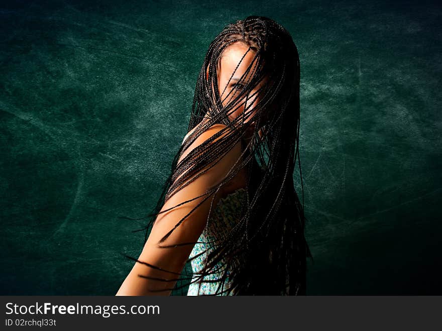 Young expressive woman with wild hairstyle. Young expressive woman with wild hairstyle