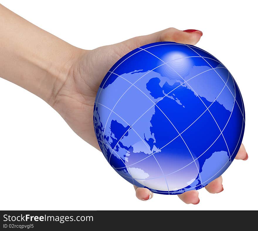 Hand holding the world map globe. Hand holding the world map globe