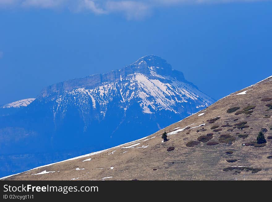 Snow on brown mountain, Chamrousse France