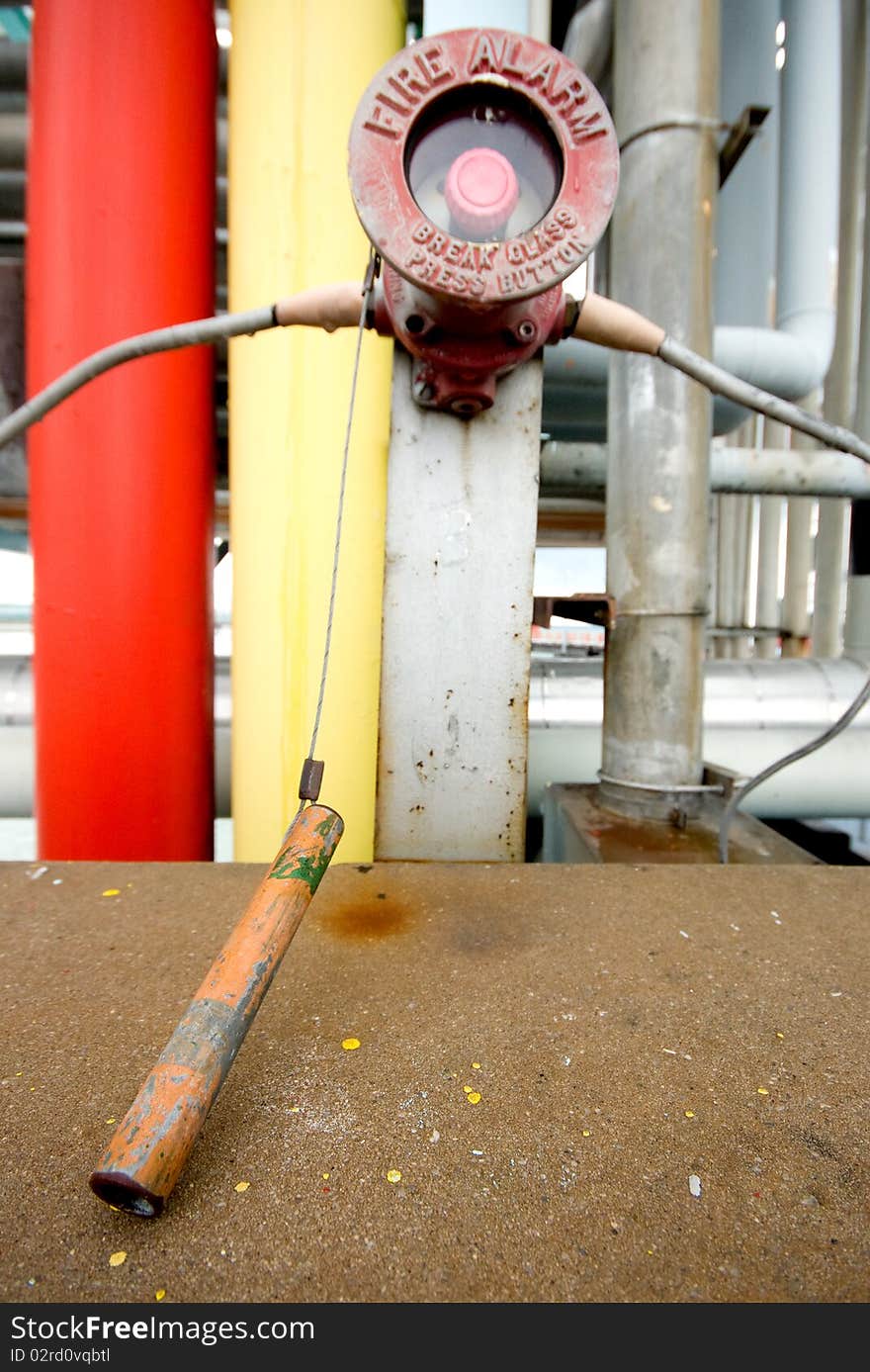 A fire alarm at oil terminal pipeline