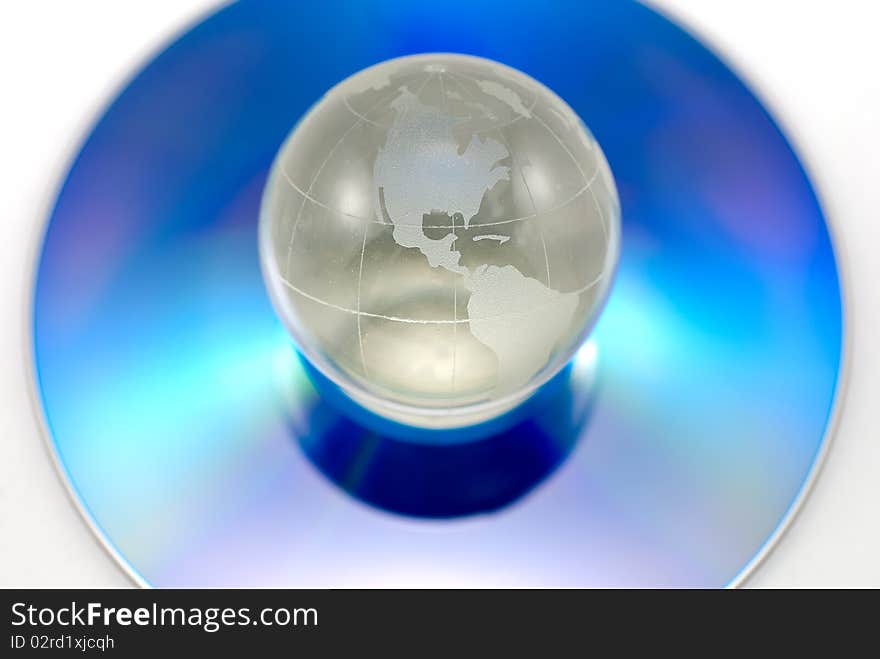 Blank DVD with globe on IT