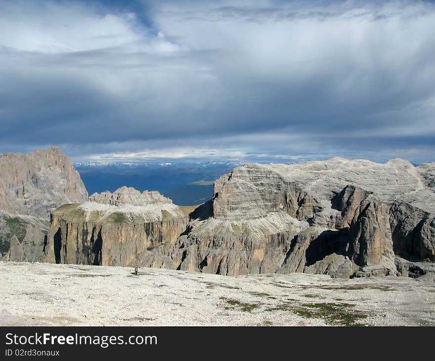 Landscape from the top of dolomites mountains Sass Pordoi. Landscape from the top of dolomites mountains Sass Pordoi