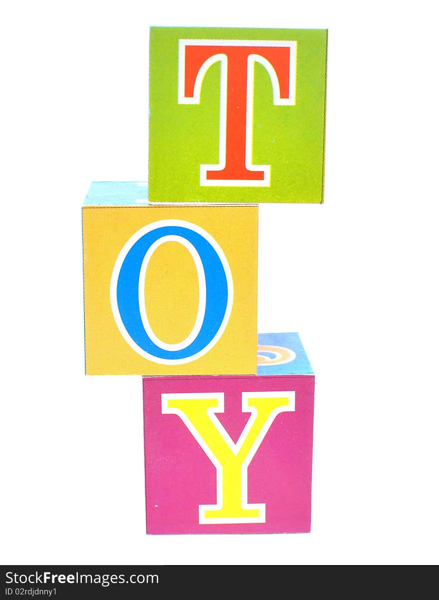 Word toy spelled out in baby blocks