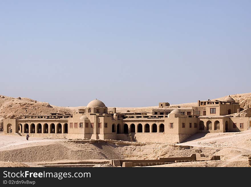 Dwelling nearby the hatshepsut temple in egypt. Dwelling nearby the hatshepsut temple in egypt