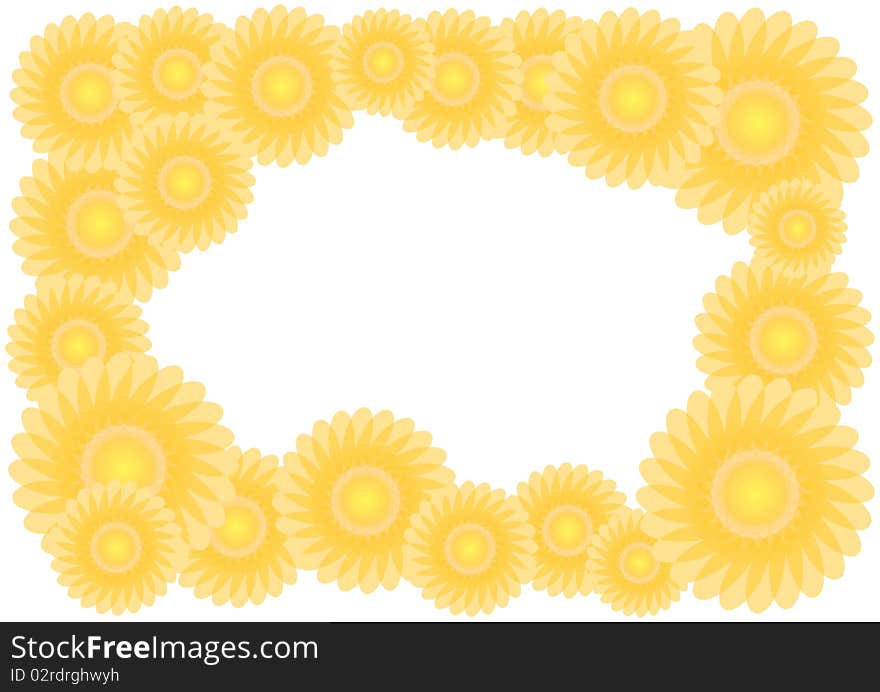 Vector border filled with sunflowers