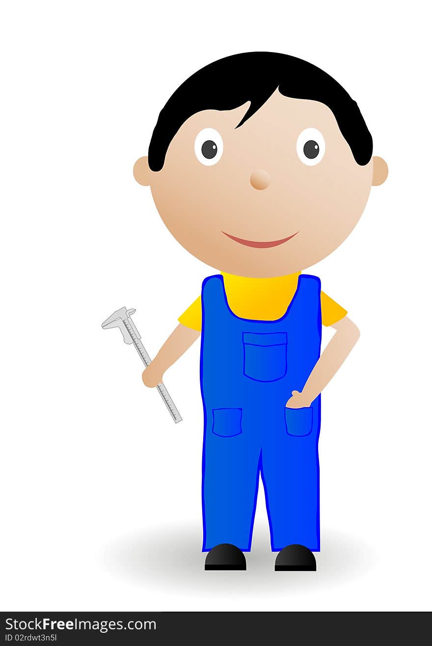 Vector illustration the boy with the tool