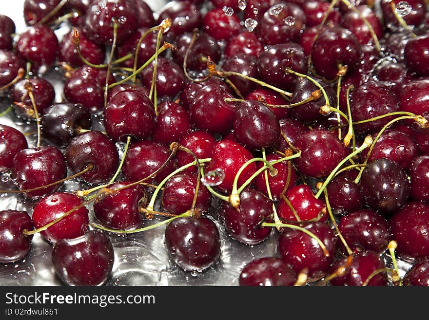 Close-up of cherries in water