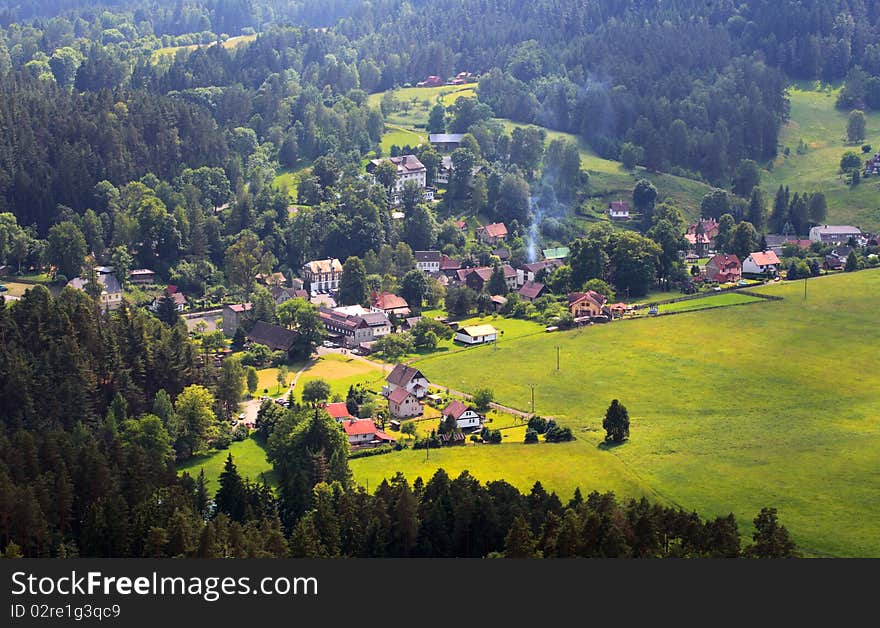 Village in sunset - Czech republic