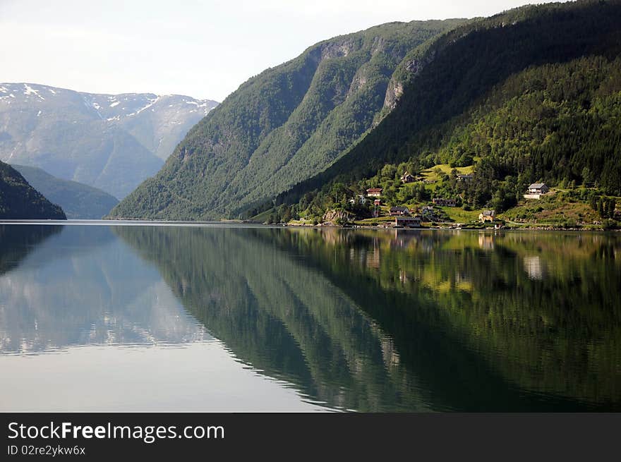 Reflections in Hardangerfjord, Norway