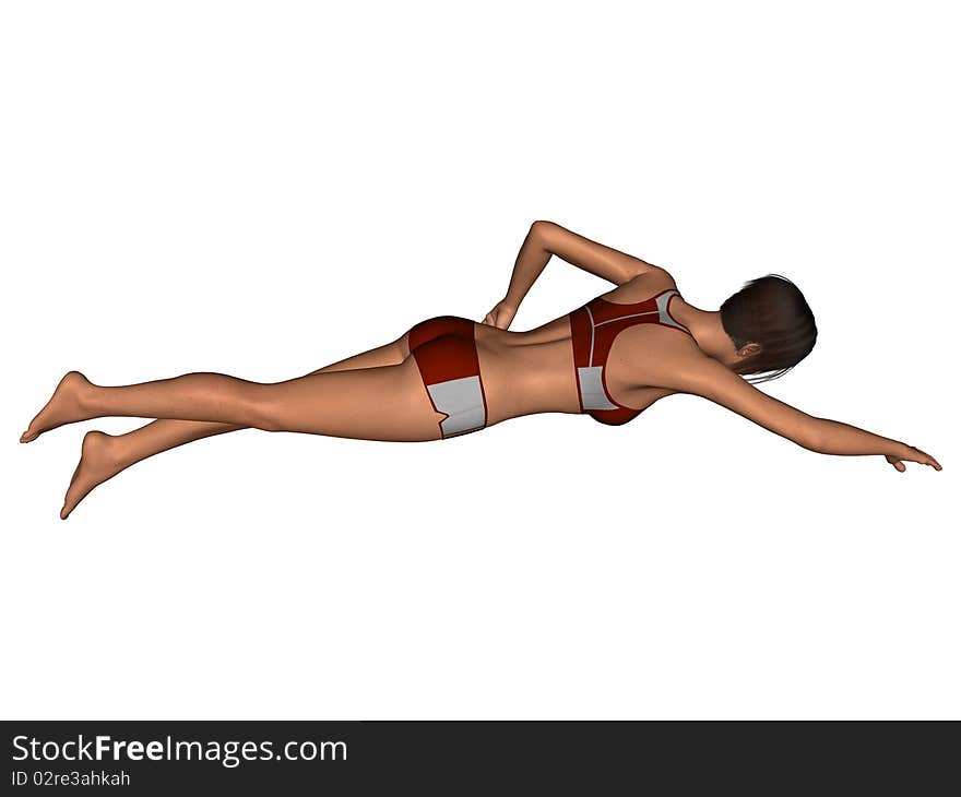 3D Render swimming pose