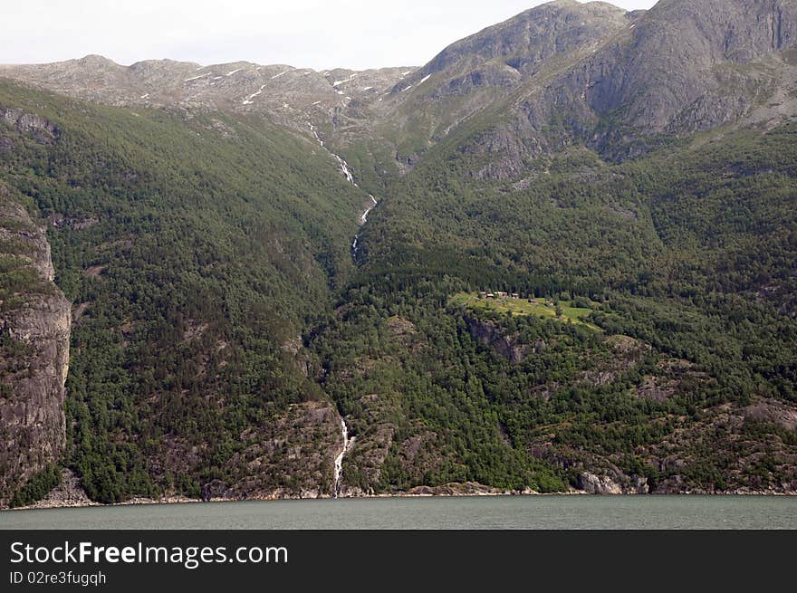 Waterfall on Hardangerfjord, Norway